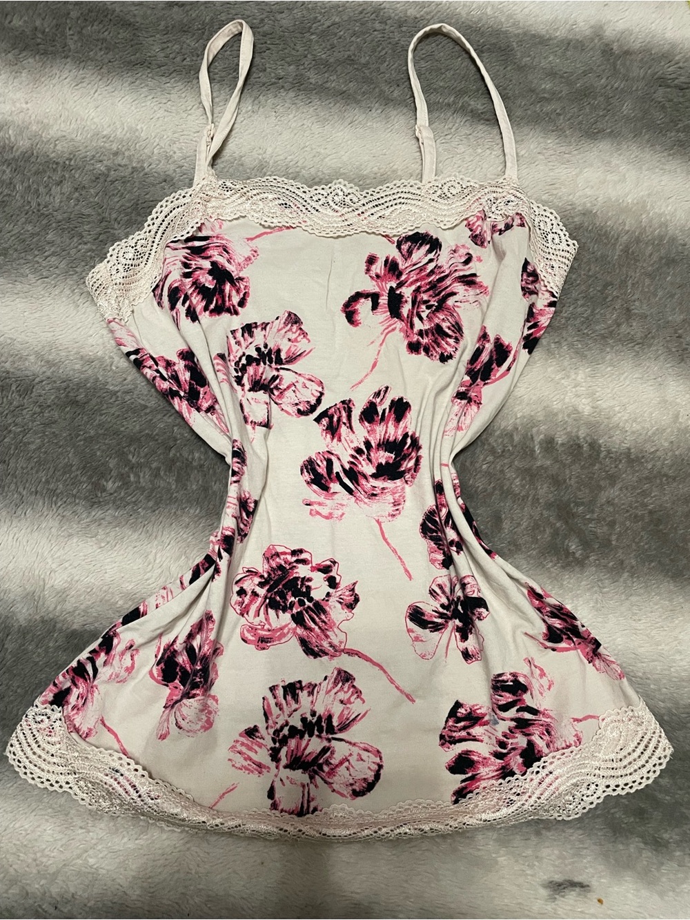 Floral Lace Trim Cami - Pink Floral